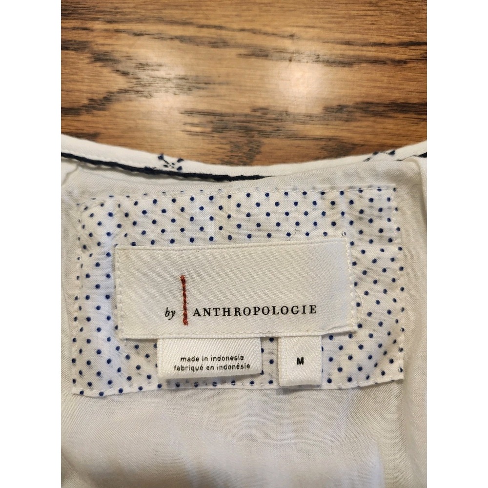 Anthropologie Marcie Surplice Embroidered Puff Sleeve V Neck Dress Medium White - Picture 5 of 11